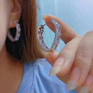 Orecchini a Cerchio con Lettere 'Money', Placcati in Oro Bianco, Lega d'Argento, Gioielli Unisex Classici e alla Moda - Product Image 5