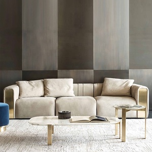 Nuovi Divani Trendy <span class=keywords><strong>di</strong></span> Lusso con Struttura Dorata e Rivestimento in Velluto a 3 Posti per Soggiorno, Made in China - Product Image 1