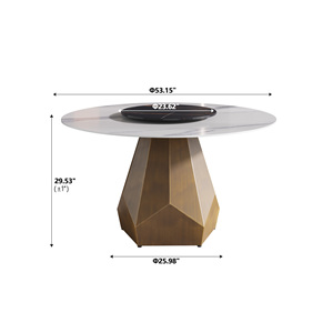 Voxhome sang trọng vòng bàn ăn và Ghế kết hợp thiết kế hiện đại sang trọng đá cẩm thạch đá có thể được xoay đồ nội thất nhà - Product Image 5
