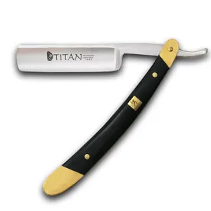 Titan มีดโกนหนวดตรงสำหรับผู้ชาย,โกนแบบเปียกด้ามจับไม้สำหรับช่างตัดผม