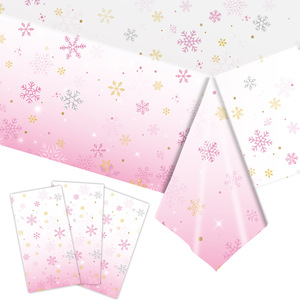 Ensemble de vaisselle de fête flocon de neige rose 40-60 pièces Décorations de Noël et du Nouvel An Respectueuses de l'environnement Assiettes rondes Tasses Serviettes - Product Image 5