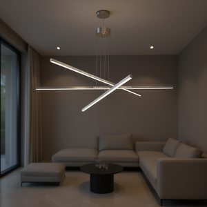 Lámpara Colgante LED Integrada de Aluminio Plateado, Rectangular, Altura Ajustable, para Sala de Estar, Luz de Techo, 5000K Luz Diurna, 85-265V - Product Image 2