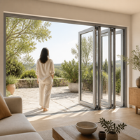 Porte-fenêtre de patio et de jardin sur mesure à 3 panneaux, pliante, en alliage d'aluminium, avec système d'ouverture à double battant et double vitrage