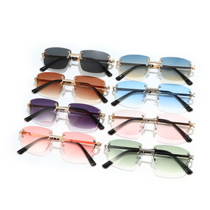 Lma 40038 2024 Lunettes de soleil de luxe carrées personnalisées avec logo, lunettes de soleil sans monture tendance pour hommes, lunettes de soleil rectangulaires sans monture pour femmes - Product Image 3