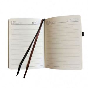 Custom B6 Leather Hardcover Lined Pages Vintage Emed <b>Journal</b> Notebook with Ribbon Bookmark - Product Image 4