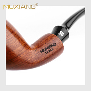Muxiang Wooden Tobacco Pipe Bent Type 3mm Metal Filter Solid Wood Smoking Pipe - Product Image 5