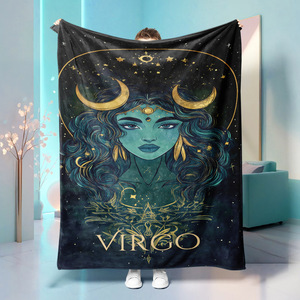 Couverture en flanelle à motifs zodiacaux, couverture de sieste légère et résistante à la décoloration pour la chaleur hivernale, impression personnalisée, vente en gros - Product Image 3
