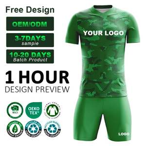 高品质足球服全套运动服套装定制红色俱乐部足球球衣速干100%涤纶V领足球服 - Product Image 3