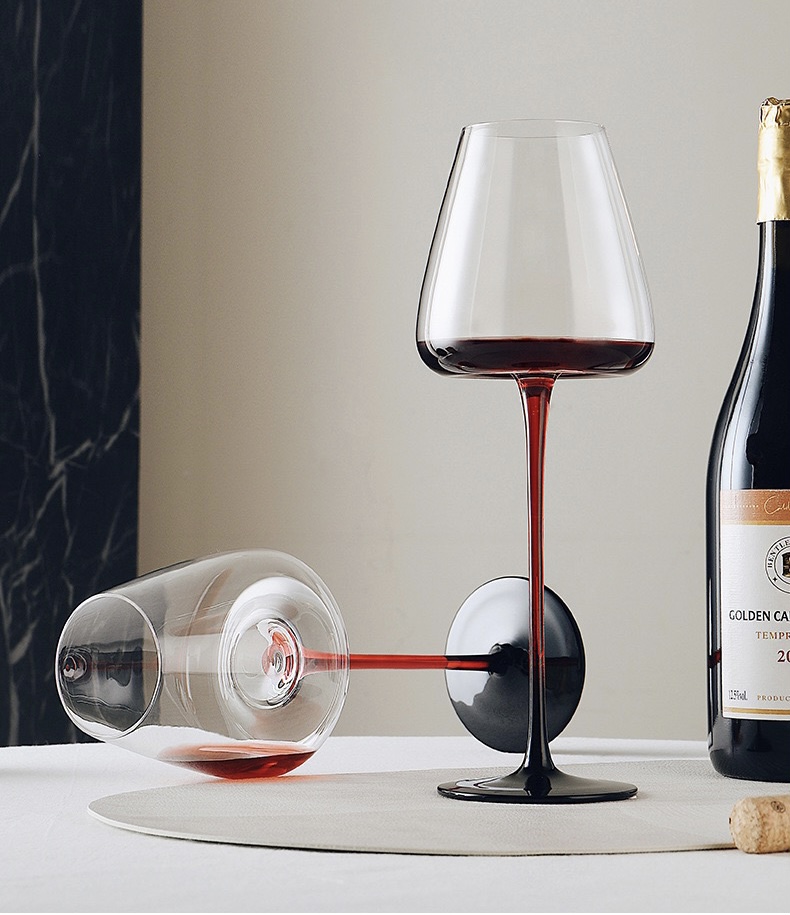 Wholesale Clear Wine Glasses Goblet Creative Unique Red Stem Red Wine Glasses Wine Glass Drinking Glassware