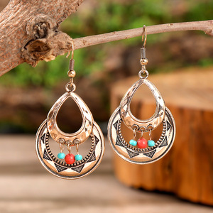 Boucles d'oreilles pendantes bohèmes à pompons en alliage plaqué bronze antique pour femme, bijoux de fête tendance 2025 - Product Image 2