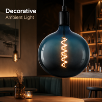 Bombilla LED de Filamento de Vidrio con Degradado Azul-Negro Vintage, Bombilla de Filamento Espiral D220 para Interiores con Alimentación CA, Luces Decorativas de Vidrio E27