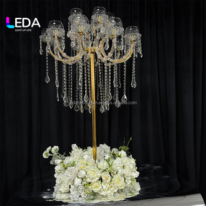 LEDA Décoration de table de mariage chandelier en verre cristal bougeoir tube cylindrique en verre bougeoir en cristal - Product Image 2