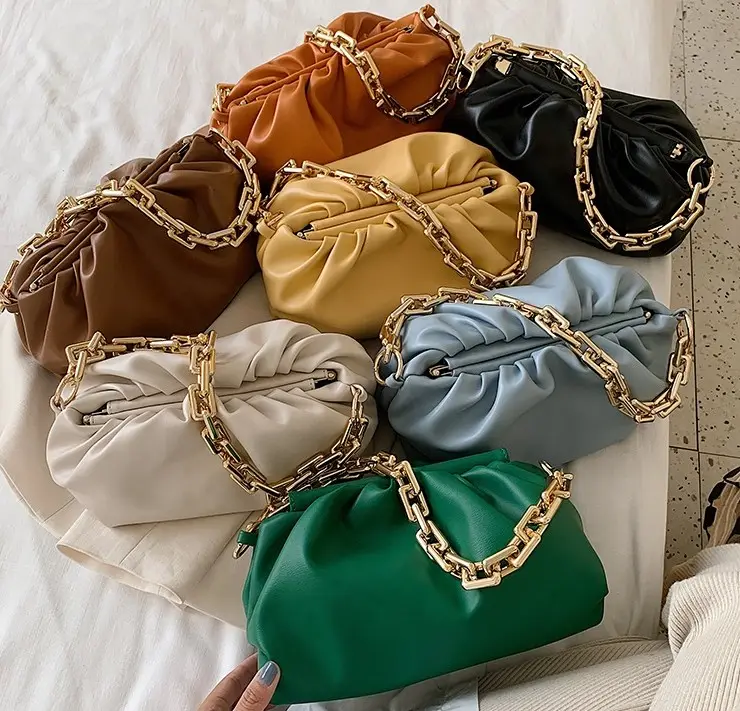 Multi Color Thick Chain Women Dumpling Shoulder Bag Purses Fashion Popular Luxury Leather Handbag