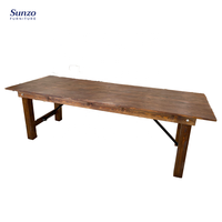Table de ferme rustique pliante en pin massif, table rectangulaire pour réception, location pour événements de mariage, table de banquet moderne