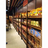 Étagère de présentation en bois sur mesure, rayonnage de supermarché à double face en métal