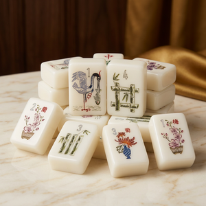 Juego de Mahjong Americano de Lujo Ivory Heron, Fichas de Mahjong Acrílicas Ecológicas con Diseño Personalizado con Foto Real, Listas para Enviar - Product Image 1