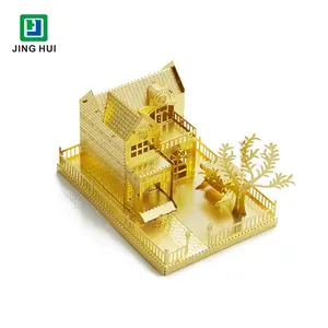 DIY Metal Etched Toys 3D Educational Metal Puzzle Metal Bus And Building Model Puzzle