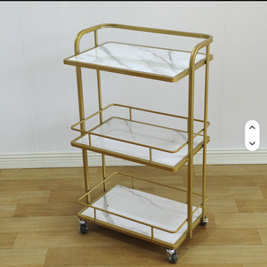 Luxury Golden Frame Small <b>Tool</b> Car Modern Portable Beauty Salon Furniture 3 Tier Removable Salon Trolley with Wheels - Product Image 5