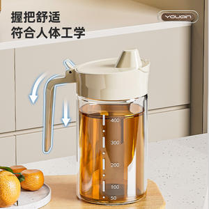 Botella de vidrio a prueba de fugas para aceite de 400 ml, 500 ml, 600 ml con tapa de plástico para almacenamiento de condimentos de cocina, forma cilíndrica, origen Wenzhou. - Product Image 4