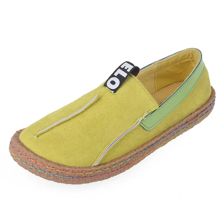 Women Comfortable Shoes Round Toe Casual Pattern Lady Flats Wide Shallow Slip-on Tendon Sole Shoes