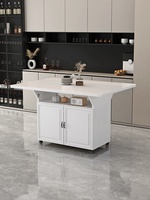Table à manger pliante en bois - Meuble de rangement mobile multifonctionnel 6 places pour petits appartements