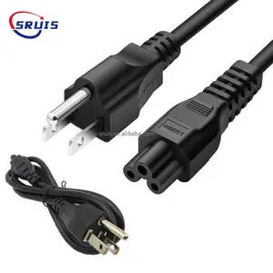 18 AWG komputer dan Monitor TV colokan Amerika Utara 10A 125Volt NEMA 5-15p ke IEC-60320-C5 kabel daya