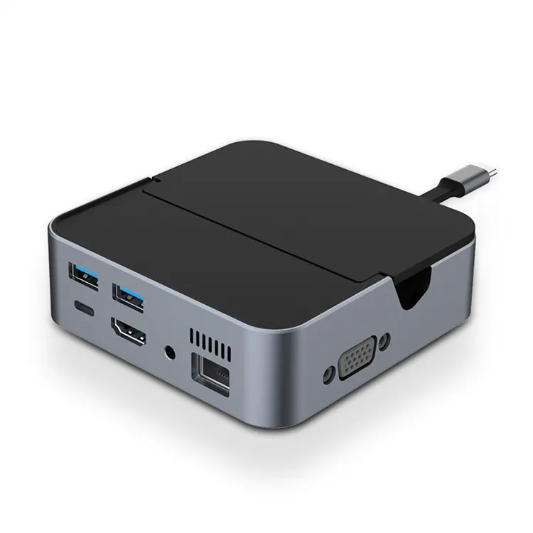 9 em 1 USB C HUB Tipo C Dock Station Adaptador com 4K HDTV, VGA para MacBook Pro/MacBook Air/Dell/HP/Lenovo (Thunderbolt3)