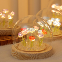 Kit de fabrication de mini-lampe de nuit LED en verre, forme de rose, moderne, alimentée par piles, lumière blanc chaud, cadeau décoratif pour chambre à coucher