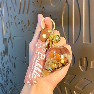 Unique Gifts <b>Ice</b> Cream Shape Bag Pendants Colorful Food Liquid Car Keyrings Drifting Oil Quicksand Liquid Keychain - Product Image 4