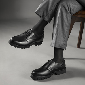 Men's High-end Top-grain Young Bovine Leather High-Heeled Thick-soled Inner Leather Business Formal Casual Leather Handmade <b>Shoe</b> - Product Image 4