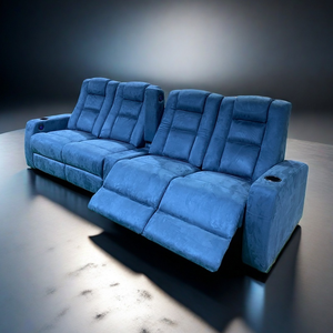 Pareja Media Room Suede Fabric Loveseat Asientos 4 plazas Muebles de teatro Hogar Villa VIP Cine Película Sofá Reclinable eléctrico - Product Image 1