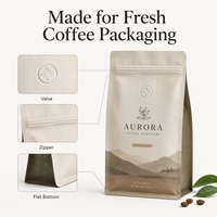 Bolsa de Café con Fondo Plano, Impresión Personalizada, con Válvula y Cierre, para Empacar Granos de Café Tostado y Marcas de Café de Marca Privada