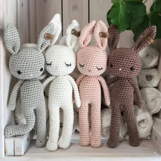 بيع بالجملة طفل الكروشيه الأغنام Amigurumi اللعب المصنوعة يدويا الأرنب