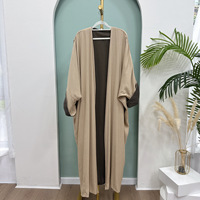 Sharut Großhandel Dubai Islamische EID Bescheidene Abayas Kimono Muslimische Damenkleider Beidseitig Tragbar Wendbare Leinen-Offene Abaya