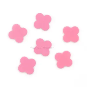 Hot Sale Synthetic Gems Turquoise D-Pink Stones Four Leaf Clover Loose Gemstone For Jewelry Making