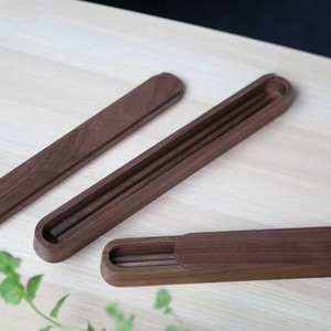 Boîte à baguettes portable en bois de noyer noir, étui de rangement rectangulaire pour les voyages et l'usage domestique - Product Image 2