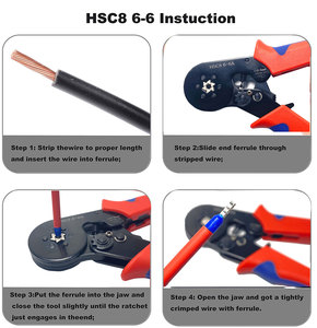 Bộ dụng cụ bấm cos dây cáp Alicate Clipar Ratcheting 0-25-10mm2, đầu cos ống, đầu cos HSC8 6-4A - Product Image 3