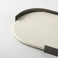 Bandeja Decorativa de Lujo para el Hogar, Bandeja Resistente para Alimentos, de Metal y Cuero, para Hoteles y Bodas, Venta de Fábrica