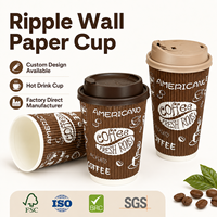 Vaso de Papel Kraft Ondulado Resistente al Calor, Libre de BPA, No Tóxico, de Grado Alimenticio Estándar, para Cafetería, Tienda de Bebidas y Comida, de la Marca Artisan Coffee Roastery