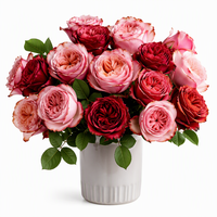 Rose artificielle en soie vintage française à bords brûlés, 50 cm, tige unique, fausse rose lychee pour décoration de mariage et de table à domicile (vente en gros)