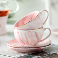 Ensemble tasse et soucoupe en céramique marbrée INS Gold, ensemble de 6 pièces, petite capacité, tasse à thé de l'après-midi, 6 tasses, 6 assiettes, boîte cadeau