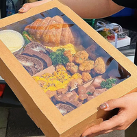 Boîte d'emballage alimentaire en carton ondulé biodégradable pliable et imprimée sur mesure, résistante à l'huile, pour poulet frit et sushis