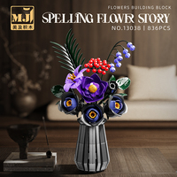 13038 Bloques Creativos Románticos, Modelo de Flor Morada Oscura, Piezas Pequeñas para Armar, Juego de Bloques de Construcción de Escritorio, Juguete para Niñas, Regalo