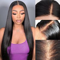 Vente en gros perruques de dentelle droites cheveux humains pré-plumés cheveux indiens bruts 13x4 HD perruques de dentelle frontale transparente pour les femmes noires