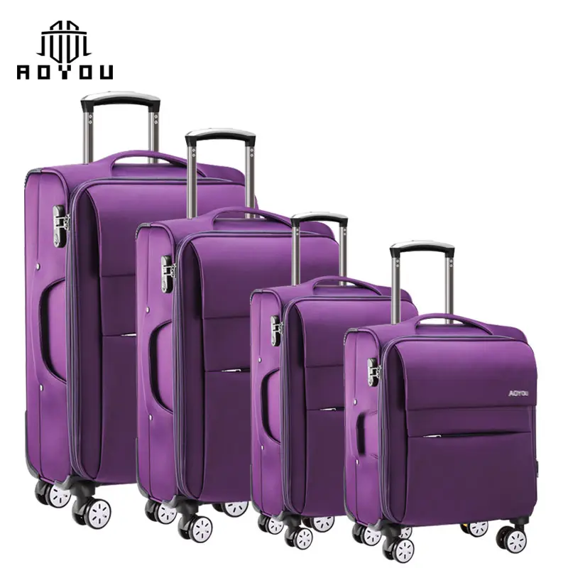 4pcs 16"/20"/24"/28 inch luggage factory wholesale hot selling soft easy push trolley China suppliers luggage