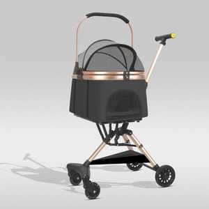 Nouvelle poussette pliable légère pour animaux de compagnie de petite et moyenne taille, poussette portable pour chien et chat pour les promenades en plein air, équipement de voyage respirant - Product Image 5