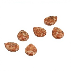 Pierre précieuse naturelle en jaspe corail Mookaite, forme poire lisse, calibrée, 12x16mm, pour la fabrication de bijoux DIY (boucles d'oreilles, bagues) - Product Image 1