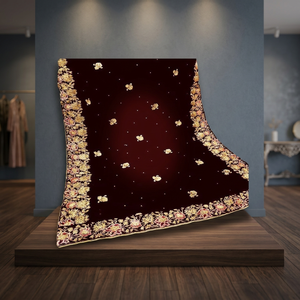 The Most Latest Women Velvet <b>Shawl</b>, Velvet Satin <b>Shawl</b>, Pakistani Velvet <b>Shawl</b> Black Velvet <b>Shawl</b> - Product Image 3