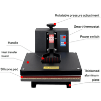 Presse à chaud manuelle plate 38*38CM pour t-shirts, vêtements, impression par transfert thermique personnalisée, sublimation
