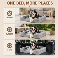 Lit orthopédique respirant pour chien, imperméable, lavable, avec coussin rebondissant, pour grands chiens, intérieur/extérieur, avec housse amovible
